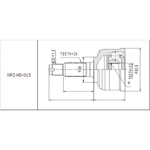 NTY Kloub poloosy HONDA CONCERTO 90- CIVIC SHUTTLE DX 1.5 1.6 85- ROVER 416 91-