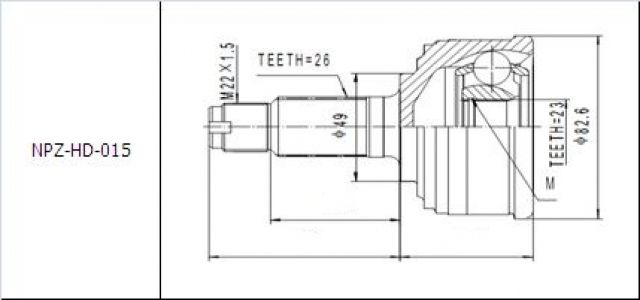 NTY Kloub poloosy HONDA CONCERTO 90- CIVIC SHUTTLE DX 1.5 1.6 85- ROVER 416 91-