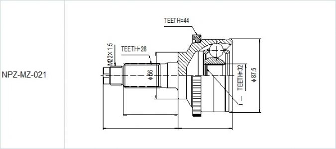 NTY Kloub poloosa vnější MAZDA MPV 626 CRONOS FORD PROBE 91-97 GA202550XB