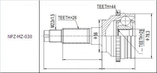 NTY KLOUB POLOOSY VNĚJŠÍ MAZDA 323 BJ 1.3,1.5,1.6 98-, PREMACY CP8 4WD 99- +ABS 44T