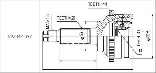 NTY Kloub poloosa vnější MAZDA 626 GF 2.0TD 2.0 1997- 323 BJ 2.0 2.0D 66KW 1998- 303371
