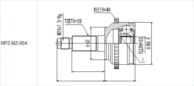NTY Kloub poloosa vnější MAZDA 6 GG DIESEL 02-05 GD3822510A GD3822510 GD382550X GD382550XA GD4022510A GD4022510 GD402550XA GD402550XB GD402550XC GD622550X GD622550XA GD622550XB GD622550XC