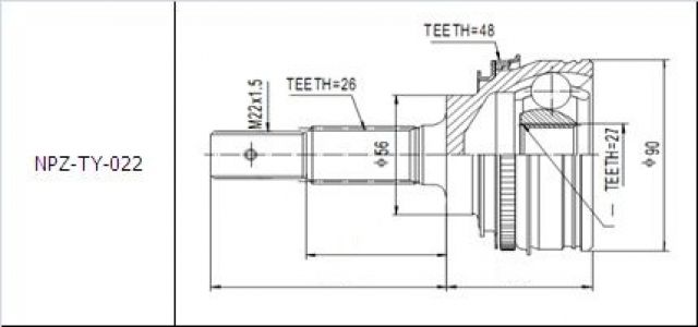 NTY KLOUB POLOOSY VNĚJŠÍ TOYOTA CAMRY 2.2I -96,  +ABS 48T