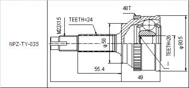 NTY KLOUB POLOOSY VNĚJŠÍ TOYOTA YARIS JP 1.0 ENG.1SZFE 99-01.12 TAKÉ MODEL S ABS