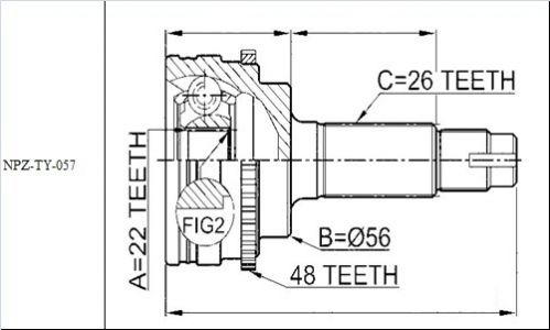 NTY KLOUB POLOOSY VNĚJŠÍ TOYOTA AVENSIS 1.6,1.8 99-, 2.0TD 97-, AURIS 1.3 09- +ABS 48T