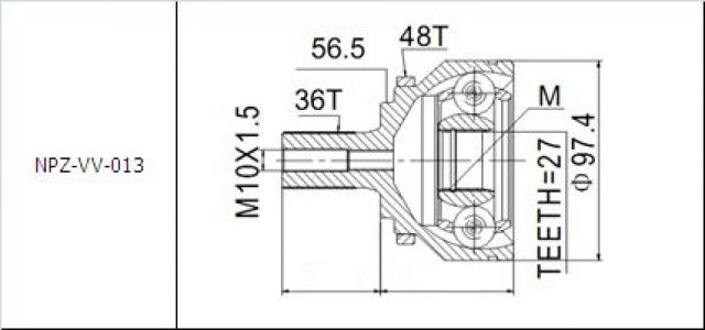 NTY KLOUB POLOOSY VNĚJŠÍ VOLVO XC90 03-05,S60 00-, S70 97-, S80 98- 27/56,5/36 +ABS 48T
