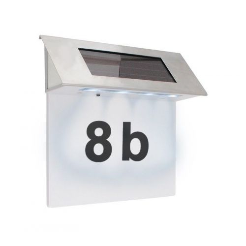 Domovní číslo se solárním LED osvětlením průhledné