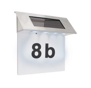 Domovní číslo se solárním LED osvětlením průhledné