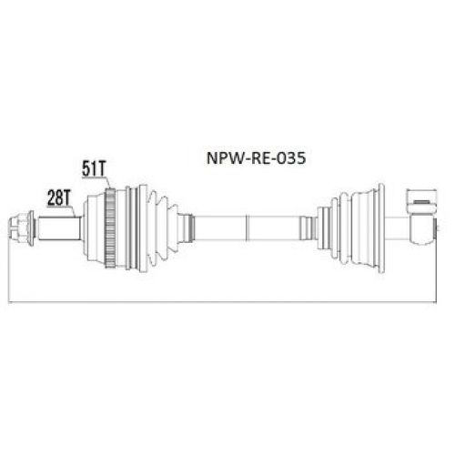 NTY Poloosa přední RENAULT MASTER II 2.2DCI 00- převodovka PK5/PF1 Levá