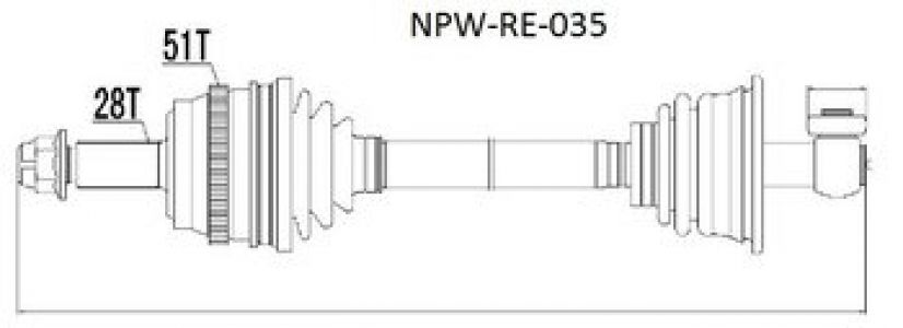 NTY Poloosa přední RENAULT MASTER II 2.2DCI 00- převodovka PK5/PF1 Levá