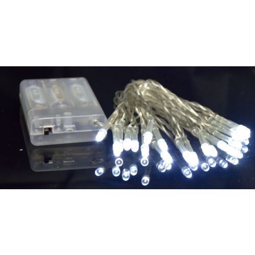 32 LED řetěz 3,2m + 0,30m, dekorační osvětlení na baterie, vnitřní použití, studená bílá