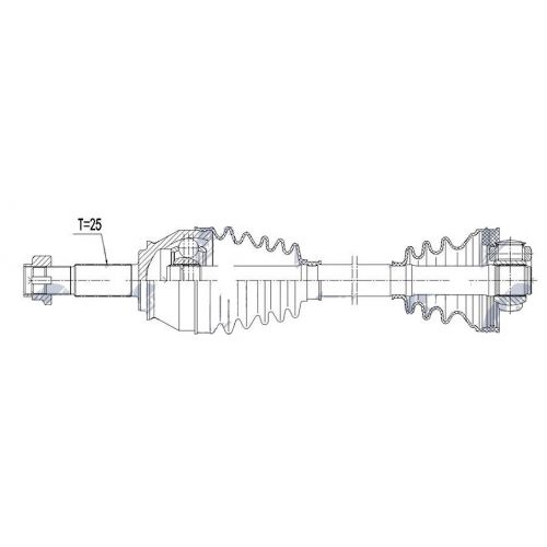 NTY Hřídel poloosa pravá FIAT DOBLO 1.3JTD 2005- 1.9JTD 2003- 51806760 51832278