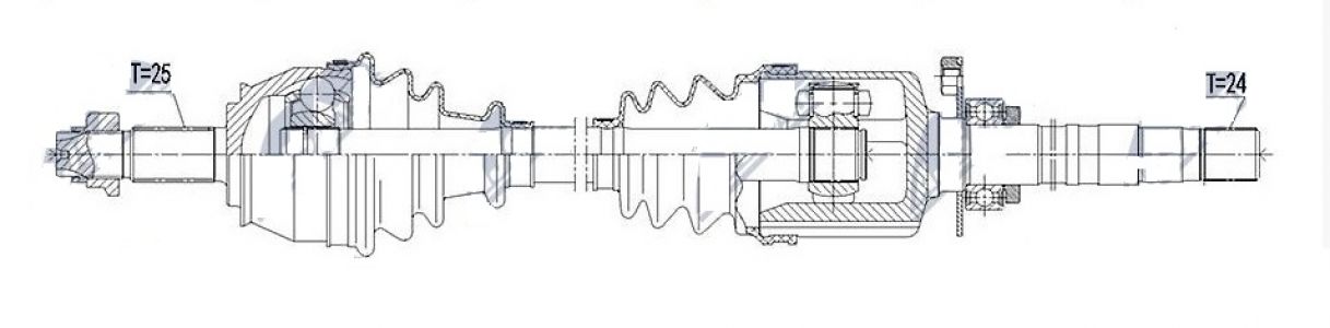NTY Hřídel poloosa levá FIAT DOBLO 1.3JTD 2005- 1.9JTD 2003- 51961297
