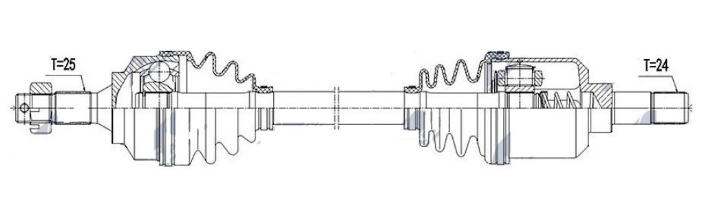 NTY Poloosa přední levá PEUGEOT 206 1.6HDI 2.0HDI 2.0 2000- 3272AH 3272AJ 3272EZ 3272YE 3272Z0