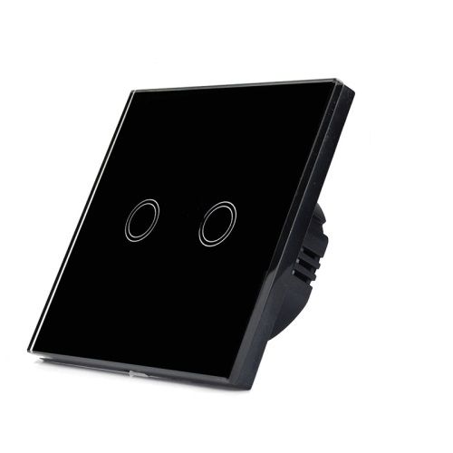 LUMA HOME vypínač dotykový tvrzené sklo, podsvícený černý dvoutlačítkový