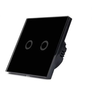 LUMA HOME vypínač dotykový tvrzené sklo, podsvícený černý dvoutlačítkový