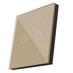 LUMA HOME vypínač dotykový tvrzené sklo, podsvícený zlatý dvoutlačítkový