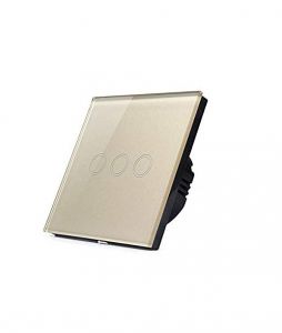 LUMA HOME vypínač dotykový tvrzené sklo, podsvícený zlatý třítlačítkový