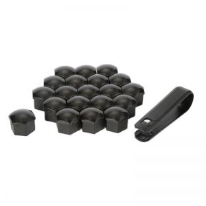 Kryty šroubů, na šrouby kol 19mm, 20ks sada černé lesklé