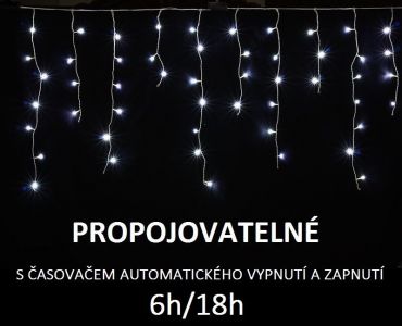 LUMA LED Vánoční světelný déšť, 324 LED, 10m přívod 5m, IP44, studená bílá s časovačem