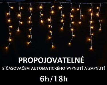 LUMA LED Vánoční světelný déšť, 324 LED, 10m přívod 5m, IP44, teplá bílá s časovačem