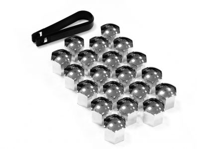 Kryty šroubů, na šrouby kol 19mm, 20ks sada chromové