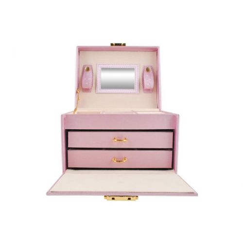 Šperkovnice se zrcadlem na klíč růžová 6400