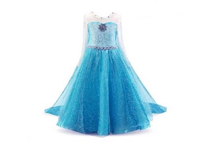 Kostým dětský Frozen Ledové království Elsa dlouhé plesové šaty XL 140