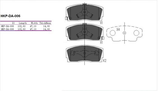 ALPHA BRAKES BRZDOVÉ DESTIČKY PŘEDNÍ DAIHATSU CHARADE G100,G101 87-