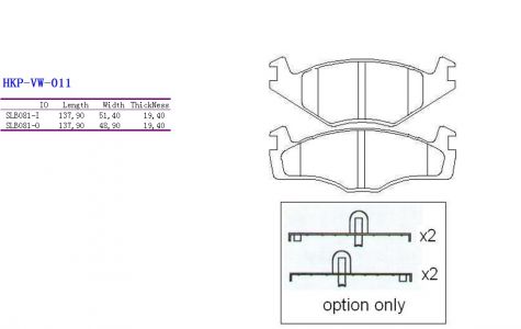 ALPHA BRAKES BRZDOVÉ DESTIČKY PŘEDNÍ T-19,7MM VW GOLF III -95, CADDY I -92, PASSAT -88, SEAT CORDOBA -96, T