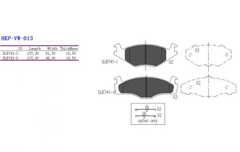 ALPHA BRAKES BRZDOVÉ DESTIČKY PŘEDNÍ T-17MM VW POLO 94-96, SEAT CORDOBA/IBIZA 96-99 SYSTEM VAG