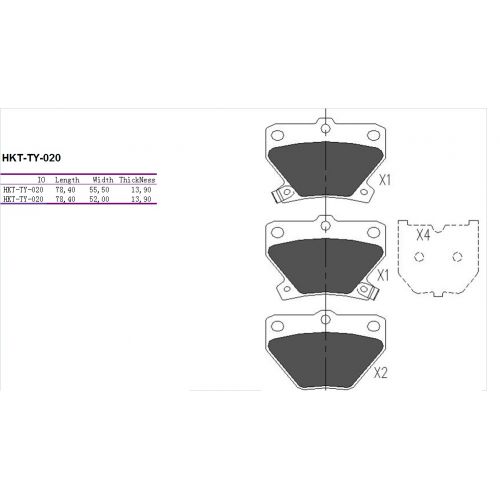 ALPHA BRAKES BRZDOVÉ DESTIČKY ZADNÍ TOYOTA COROLLA JP 01-, VERSO 01-04, YARIS 99-, PRIUS 00-, CELICA ZZT23