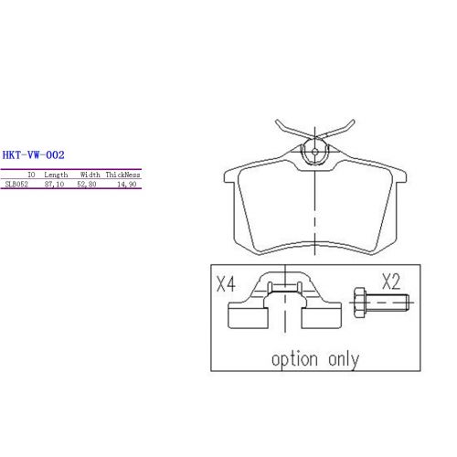 ALPHA BRAKES BRZDOVÉ DESTIČKY ZADNÍ T-15MM VW GOLF II/III -93, PASSAT -96, SEAT CORDOBA/IBIZA -99, PEUGEOT