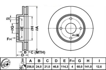 ALPHA BRAKES BRZDOVÝ KOTOUČ PŘEDNÍ DAEWOO LACETTI 1.4,1.6,1.8 04- 255,8 X 47,2 X 24 X 4