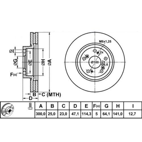 ALPHA BRAKES BRZDOVÝ KOTOUČ PŘEDNÍ HONDA CR-V 05-07 300 x 47 x 25 x 5