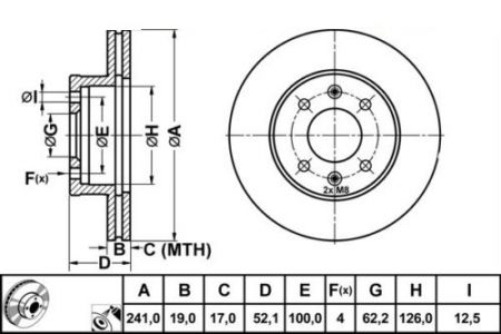 ALPHA BRAKES BRZDOVÝ KOTOUČ PŘEDNÍ HYUNDAI SONATA 98-01, LANTRA 98-, COUPE 98-, KIA MAGENTIS -02 257 X 47,4 X 24,5 X 4