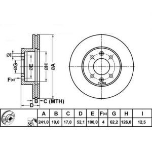 ALPHA BRAKES BRZDOVÝ KOTOUČ PŘEDNÍ HYUNDAI ACCENT 99-06 241,2 X 52 X 19 X 4