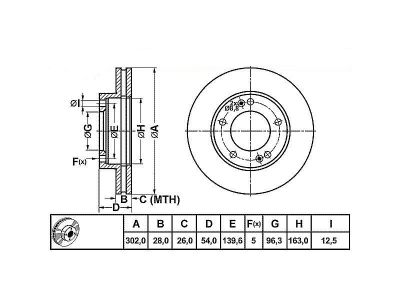 ALPHA BRAKES BRZDOVÝ KOTOUČ PŘEDNÍ KIA SORENTO 02- 301,8 X 54 X 28 X 5