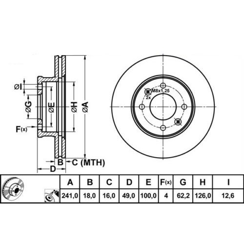 ALPHA BRAKES BRZDOVÝ KOTOUČ PŘEDNÍ KIA PICANTO 04- 241 X 48,7 X 18 X 4