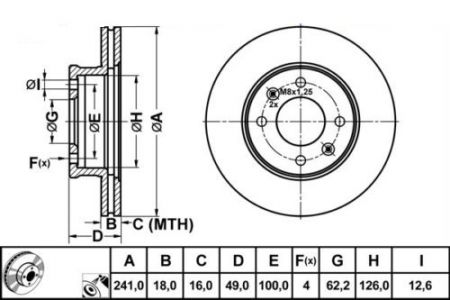 ALPHA BRAKES BRZDOVÝ KOTOUČ PŘEDNÍ KIA PICANTO 04- 241 X 48,7 X 18 X 4