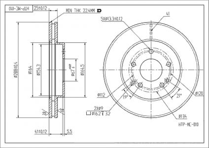 ALPHA BRAKES BRZDOVÝ KOTOUČ PŘEDNÍ MERCEDES C KLASA W202 95-00, E KLASA W210 95-02, SLK R170/1 96- 288 X 46,5 X 25 X 5