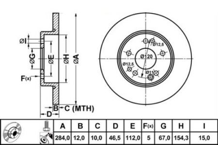 ALPHA BRAKES BRZDOVÝ KOTOUČ PŘEDNÍ MERCEDES W124 84-95 284 X 43,5 X 12 X 5