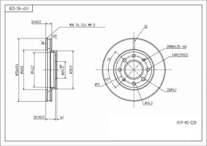 ALPHA BRAKES BRZDOVÝ KOTOUČ PŘEDNÍ MITSUBISHI GALANT, SPACE WAGON, SPACE RUNNER 92- 256 X 45 X 24 X 4