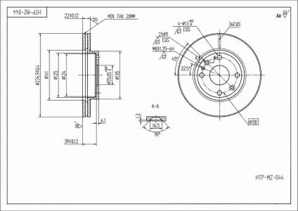 ALPHA BRAKES BRZDOVÝ KOTOUČ PŘEDNÍ MAZDA 323 BA 1.5,1.6 94-, DEMIO 98-, KIA RIO 00- 235 X 45 X 22 X 4