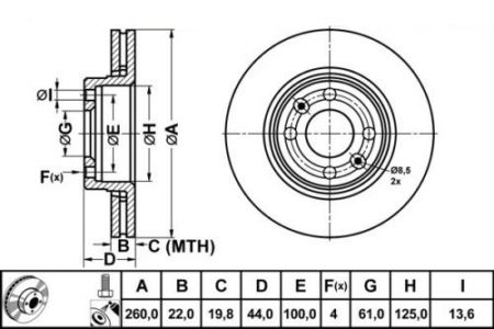 ALPHA BRAKES BRZDOVÝ KOTOUČ PŘEDNÍ NISSAN MICRA K12 03-,NOTE E11 06-,RENAULT CLIO 05-,MODUS 04-,TWINGO 07