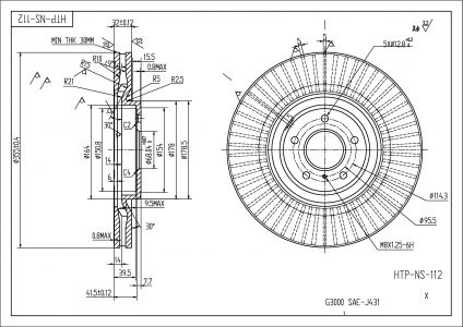 ALPHA BRAKES BRZDOVÝ KOTOUČ PŘEDNÍ INFINITI FX37/50 08-, G37 08-, NISSAN 370Z 08- 354 X 50 X 32 X 5