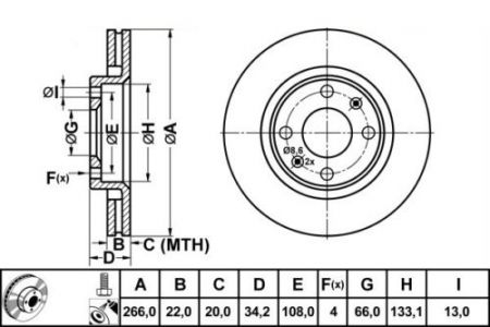 ALPHA BRAKES Brzdový kotouč přední PEUGEOT PARTNER 96- CITROEN BERLINGO 96- C2 03- C3 02- CHLAZENÉ 4246 W7 4249 15 4249 83 4249 G1 4246 W1 4249 16 4249 83 4249 G1 266 X 34,2 X 22 X 4