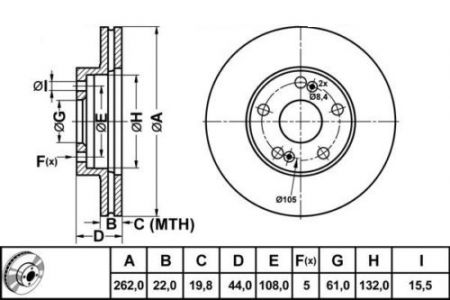 ALPHA BRAKES BRZDOVÝ KOTOUČ PŘEDNÍ RENAULT LAGUNA B56 2.0 -01.03, SAFRANE I 2.5DT -96.07, II 2.0 96-
