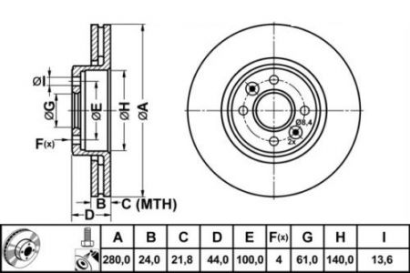 ALPHA BRAKES BRZDOVÝ KOTOUČ PŘEDNÍ RENAULT LAGUNA 98-, MEGANE 99-, SCENIC -99
