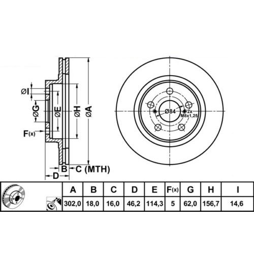 ALPHA BRAKES BRZDOVÝ KOTOUČ PŘEDNÍ TOYOTA RAV-4 I 2.0 94-00 302 X 46 X 18 X 5